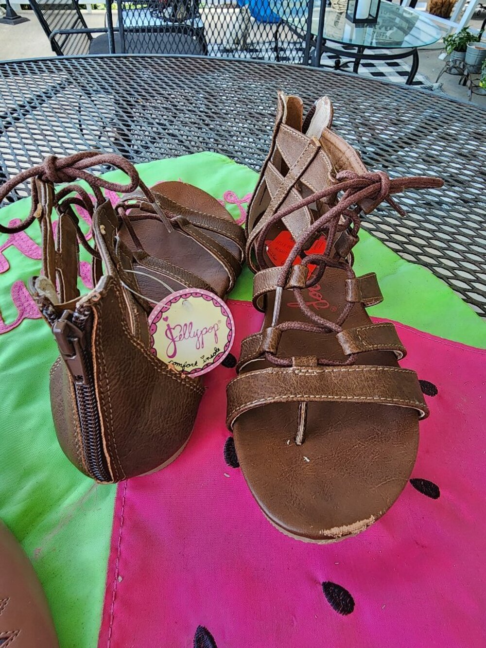 Women's Jellypop Brown Zip up back or slide on Sandal 6